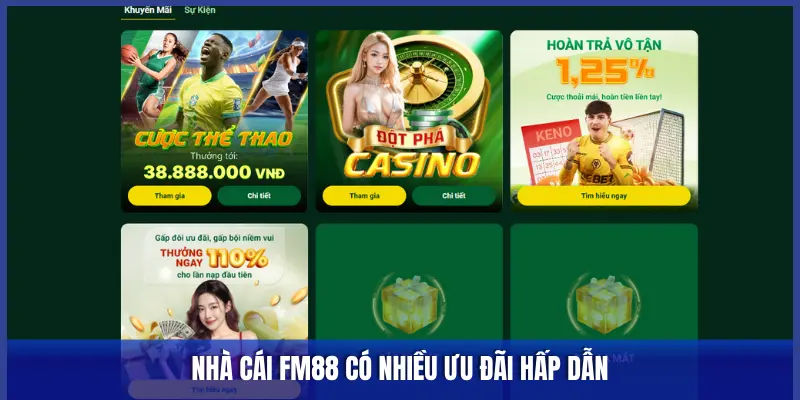 NHÀ CÁI FM88 CÓ NHIỀU ƯU ĐÃI HẤP DẪN